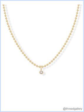 14K Gold Plated Bezel Set Solitaire Pendant Necklace 18 In
